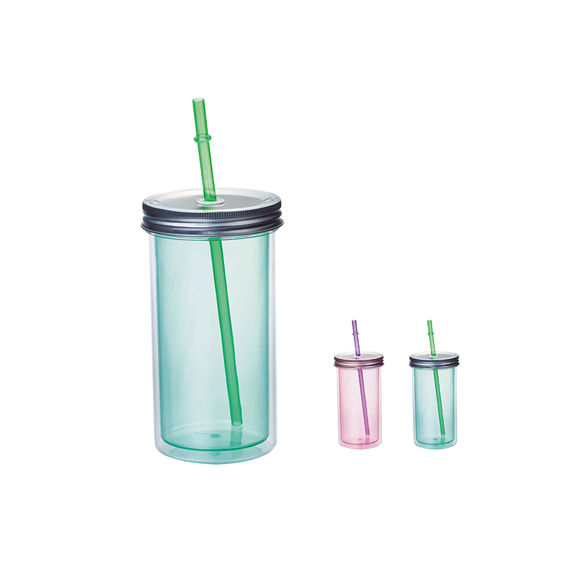 Double wall straw bottle