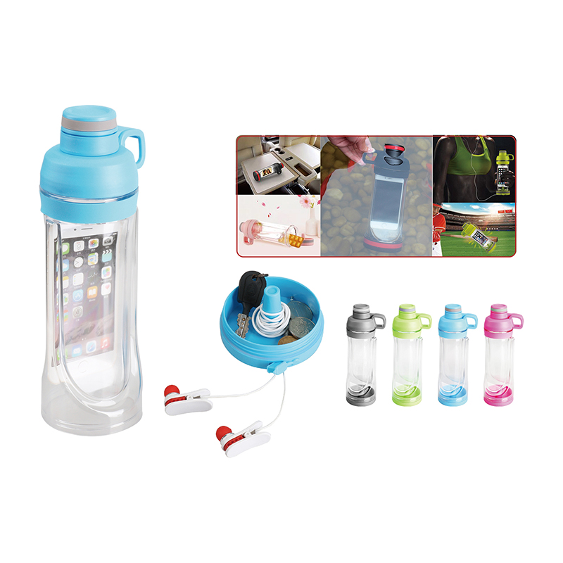 Waterproof drinking bottle with mobile phone insert function