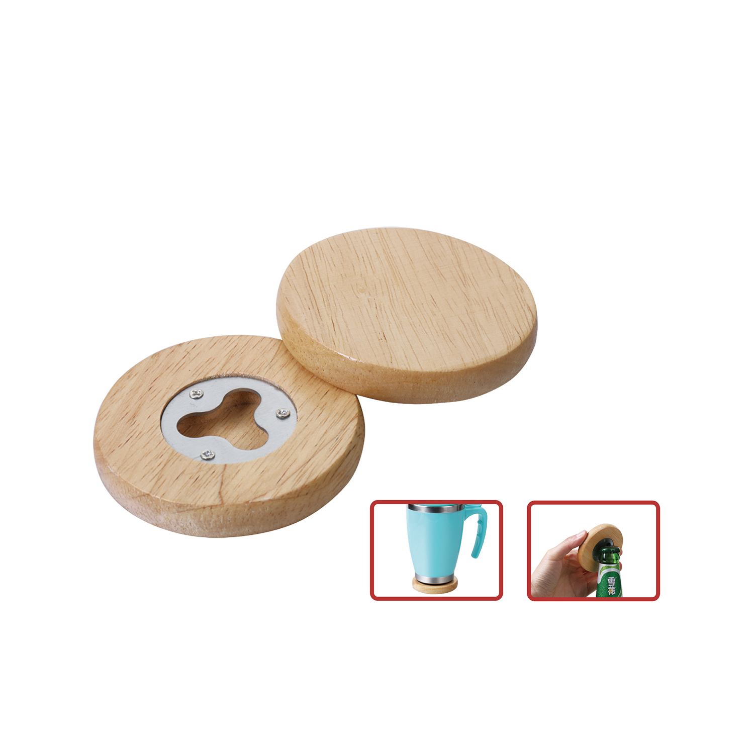 Bamboo Coaster Bottle Opener