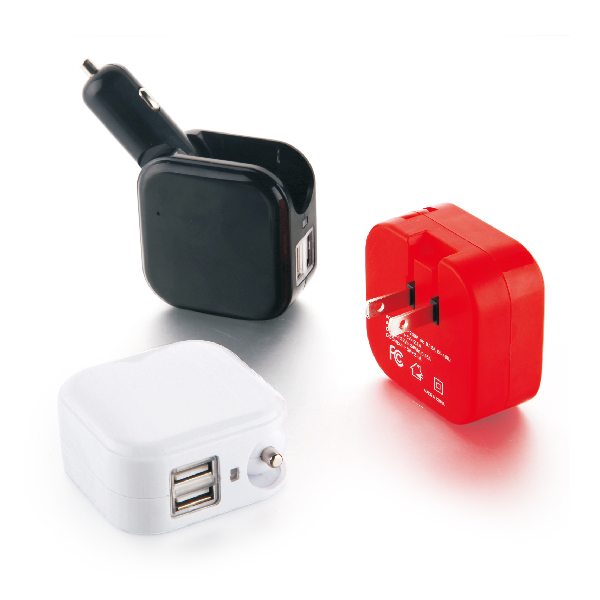 Wall cahrger  with 2 USB output and car charger 