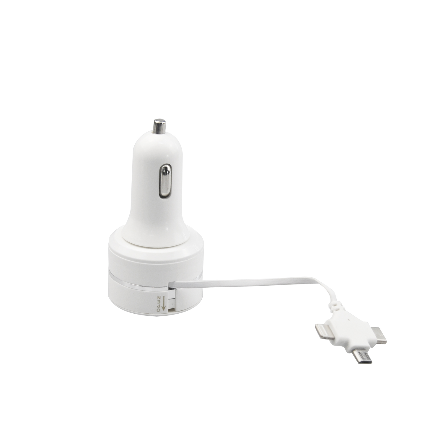 High Quality Portable Usb Car Charger with 3-in-1 Charging Cable