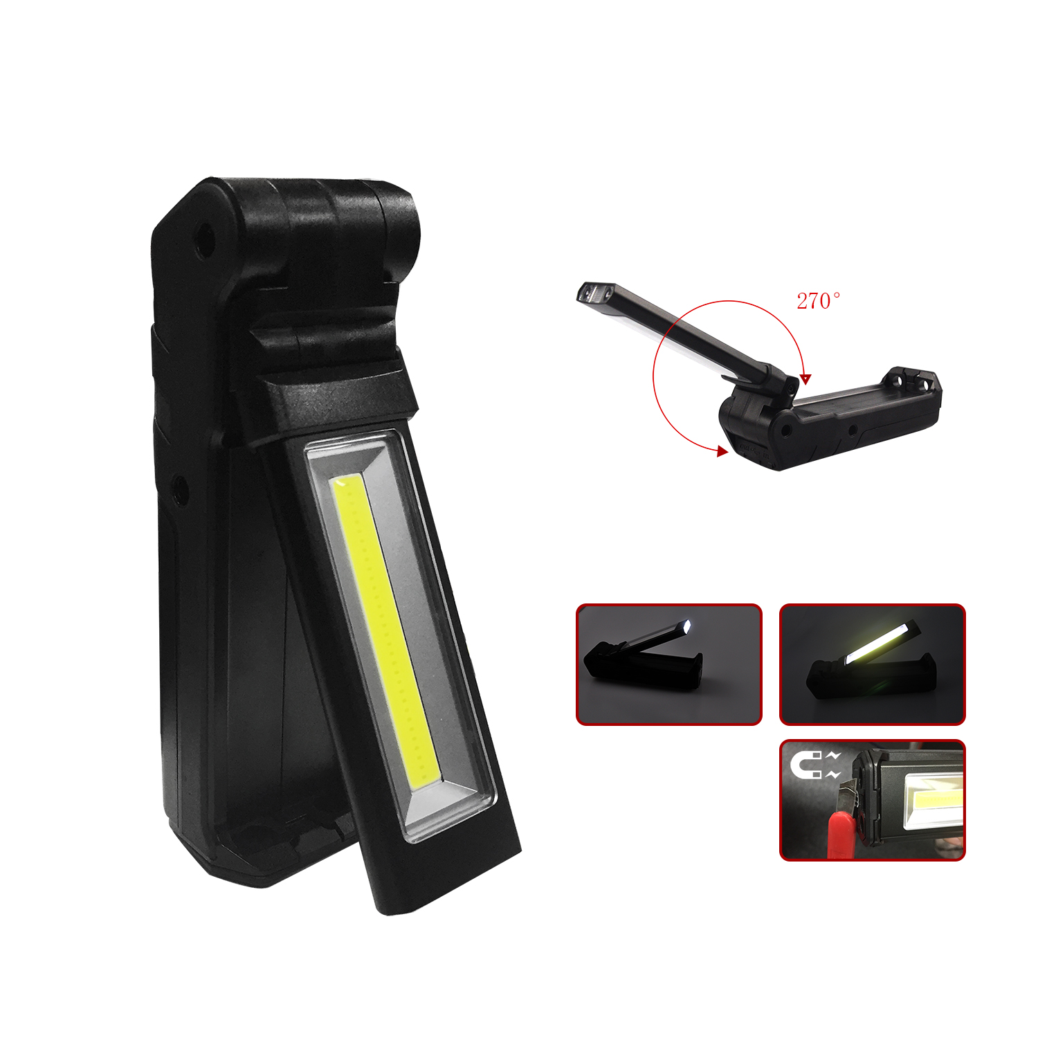 COB plastic rechargeable working light with magnet at bottom