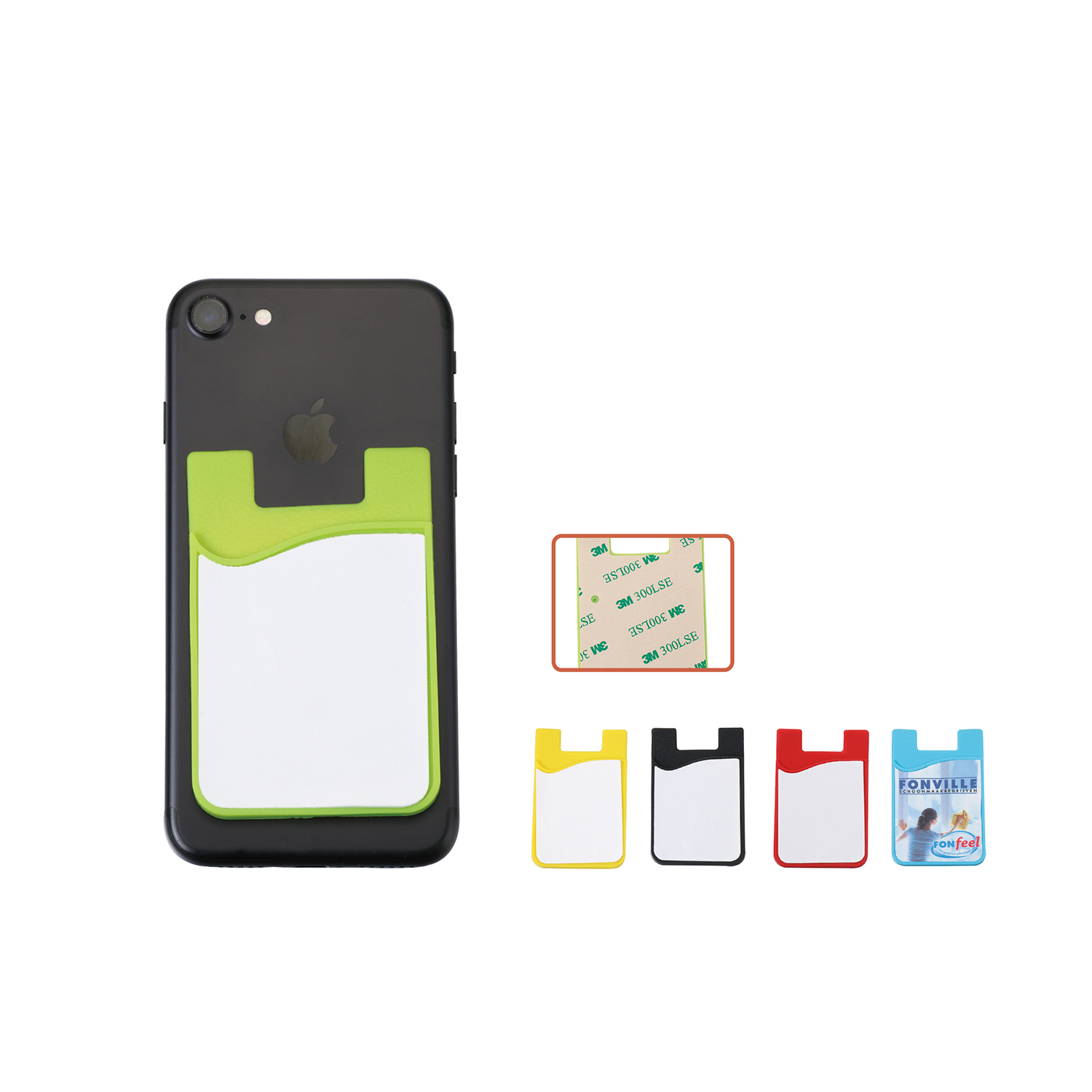 Silicone Phone Wallet with Screen Cleaning Cloth