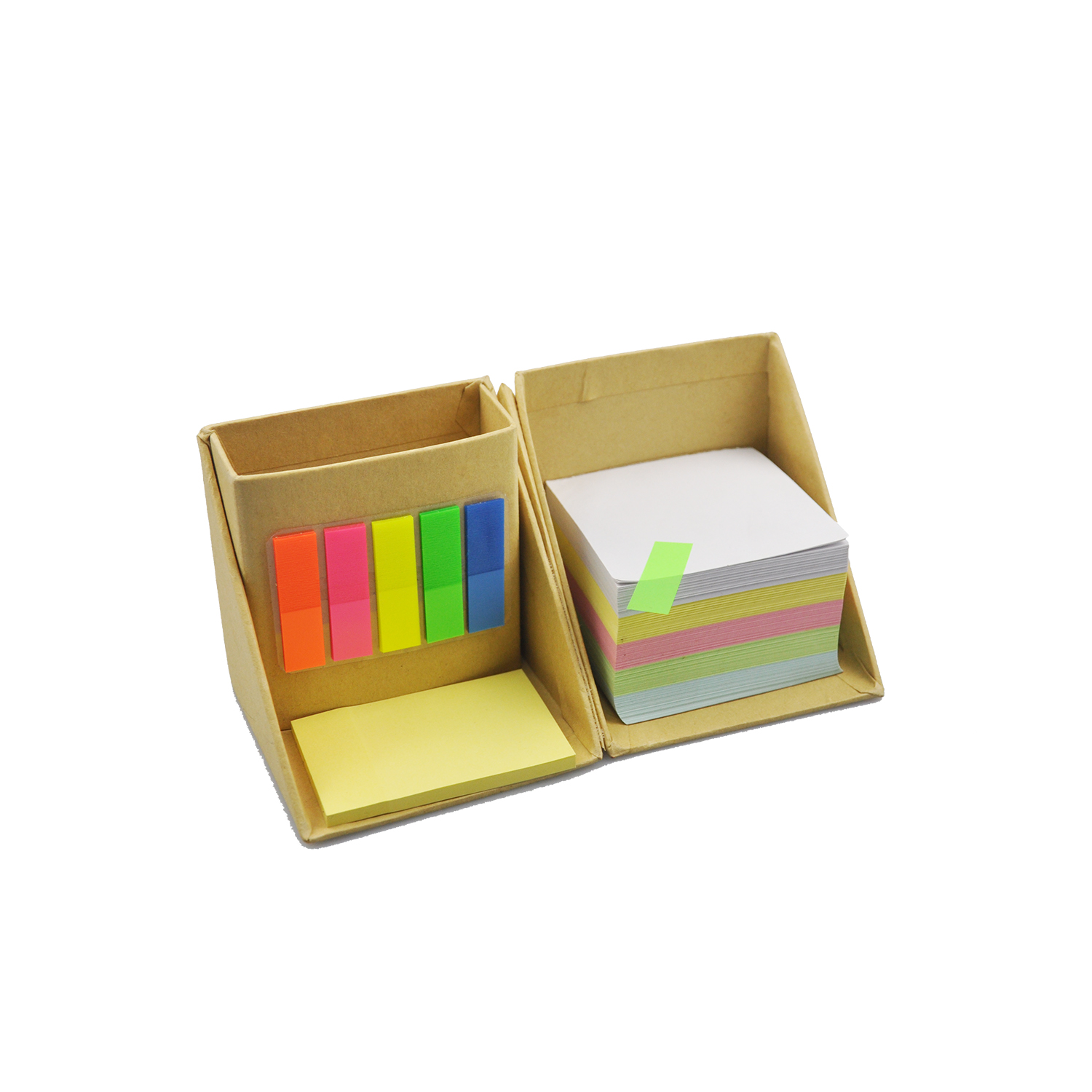 Foldable Multi-functional Ofiice Wooden Colorful Sticky Notes Post-it Note Box with Pen Container