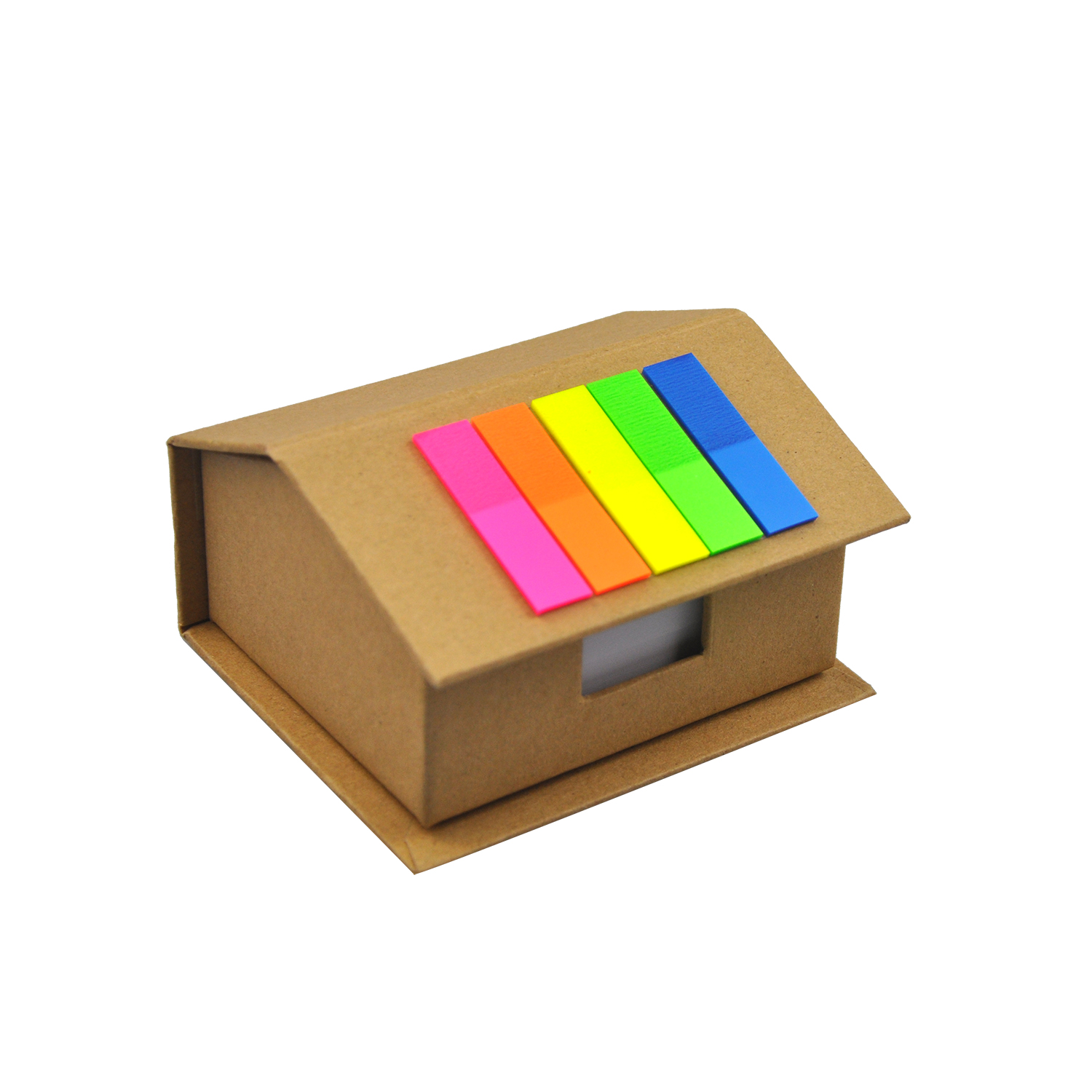 Promotional Creative House-shape Box Notepad with White Paper and Colorful Notes Label