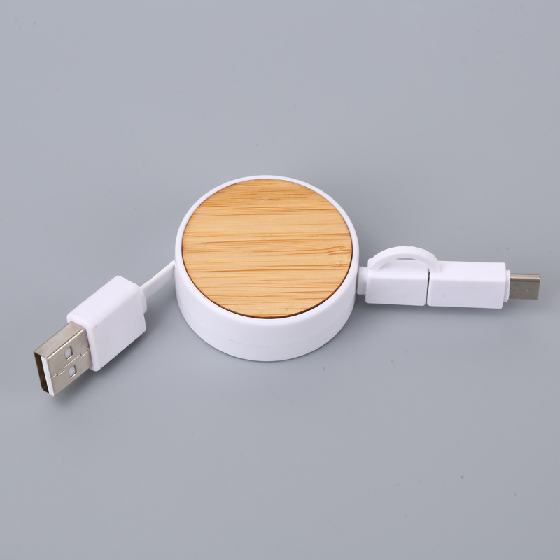 3IN1 Bamboo USB Charging Cable   